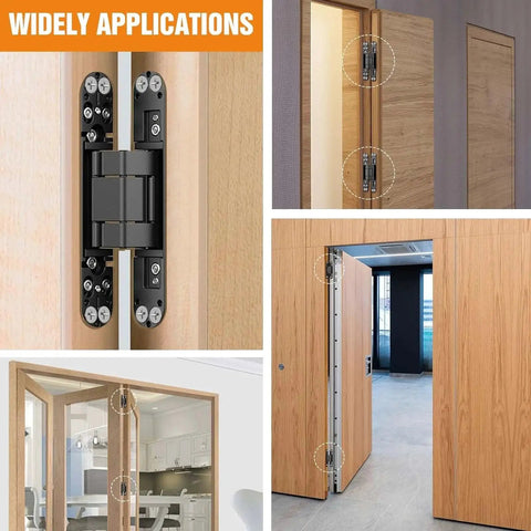 Hidden Door Hinge Kit 6 Inch Concealed Hinge Set For Invisible Doors And Feature Walls With 180 Degree Swing 3 Way Adjustable Black Finish