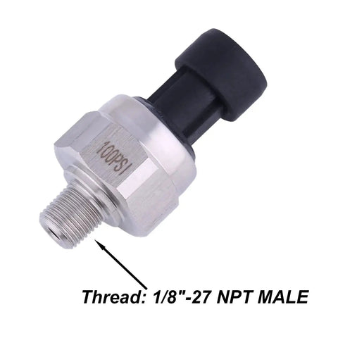 High-Accuracy 0-100 PSI Pressure Sensor Transducer with 1/8-27 NPT male thread, 0.5-4.5V output, 316 stainless steel housing