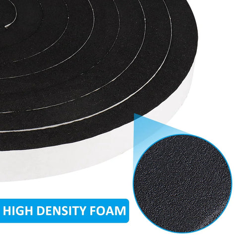 DGSL foam insulation tape roll, black high-density foam, 1/2 in x 1/4 in x 33 ft weather stripping for doors/windows