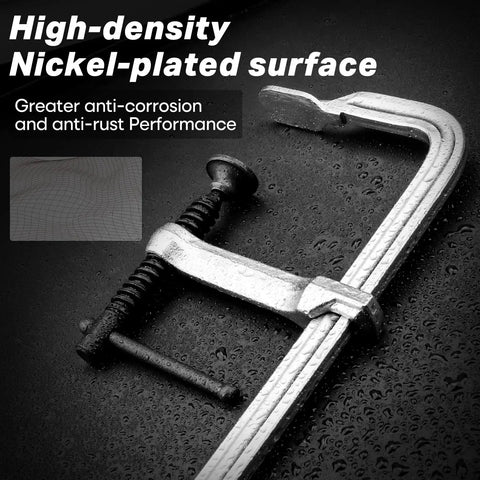 4 Pack 12 Inch Bar Clamps Set With Drop Forged Steel Construction 3 Inch Throat Depth And 450 Lbs Load Capacity, nickel plated surface