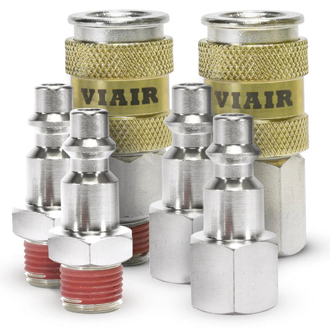 1/4 in NPT high-flow couplers with 2 male and 2 female quick-connect studs, brass VIAIR adapters