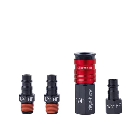 Craftsman 4-pc high-flow fittings kit, aluminum, 1/4 in NPT threads (4 pieces)