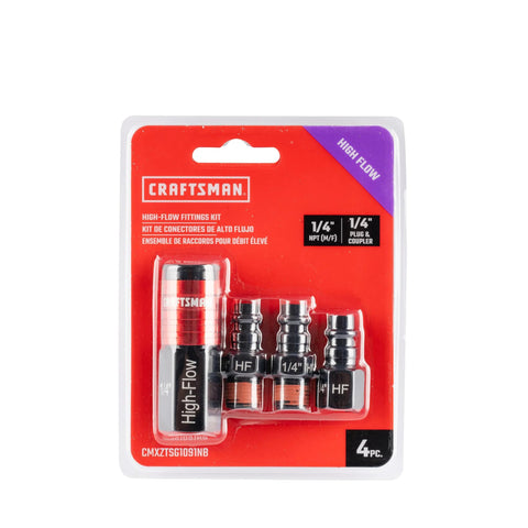 High-flow fittings kit by Craftsman, aluminum, 4-piece set with 1/4 in NPT threads