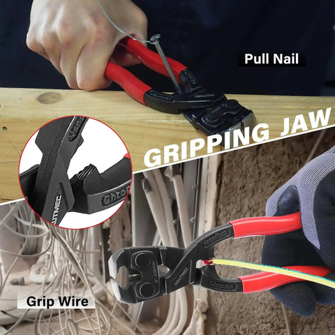 High Leverage 8 Inch Nail Puller Pliers Tool With Anti Slip Grip For Nail Removal In Tight Spaces CRV Steel End Cutting Pliers