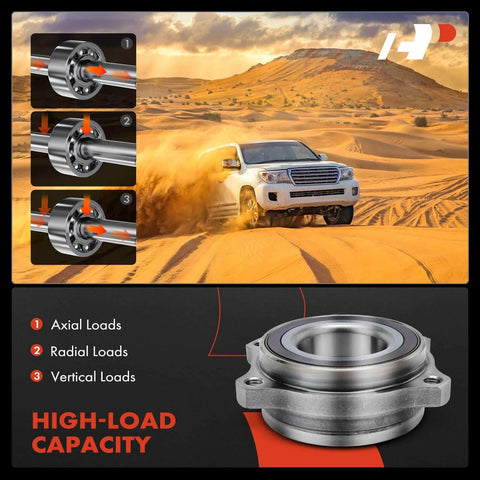 High-load capacity rear wheel bearing and hub assembly for Mercedes-Benz C-Class W205 models, suited for various load types.
