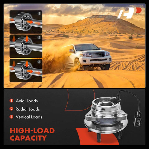 Front Wheel Bearing And Hub Assembly Set With ABS And Five Lug Direct Fit For Chevrolet Malibu 2004 2012 HHR SS 2008 2010 Cobalt SS 2008 2010 G6 2006 2010 Saturn Aura 2007 2009 2 Pack Easy Install showing high-load capacity