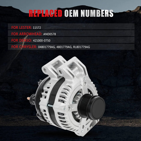 High Output 160 Amp 12 Volt Alternator Drop In Replacement For 3 6L V6 Chrysler 300 2011 To 2017 Ram 1500 2016 To 2017 Dodge Charger