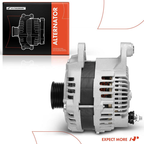 Beefed-Up 12V 180A Alternator For Dodge Ram Trucks 2010-2023 with 6-Groove Pulley - Side view showing alternator details
