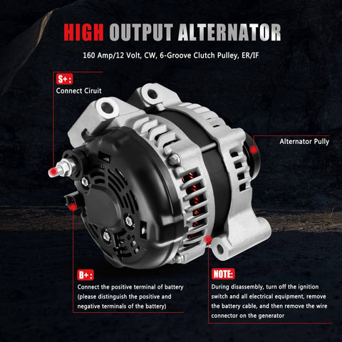 Premium 3.6L V6 Alternator Replacement for Chrysler Town and Country 2011 to 2016 detailed view