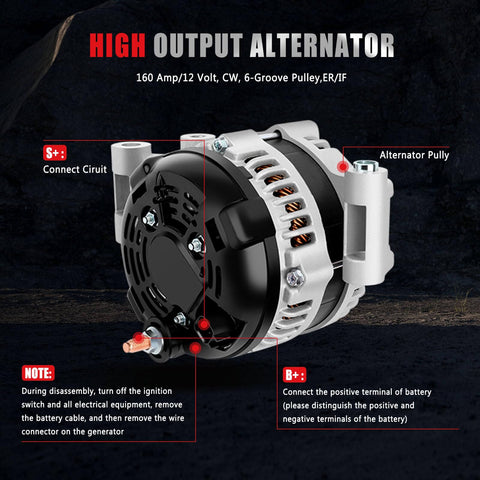 160Amp 12V High Output Alternator Replacement For Dodge Challenger V8 5.7L 2009 2010 And Chrysler 300 V6 3.5L 2008 2010 Direct Bolt On