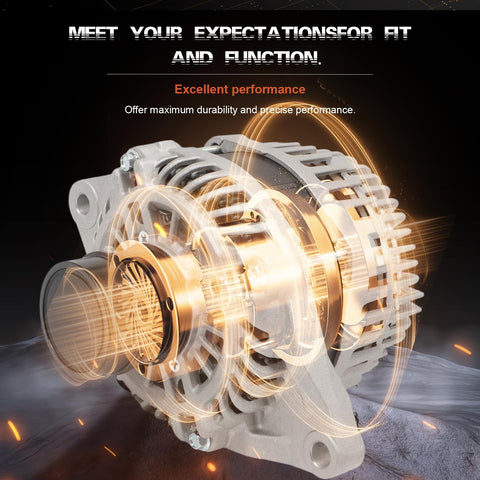 Beefy High-Output Alternator For 2009-2018 Journey 2.4L L4 Four-Cylinder; front view with durability highlights