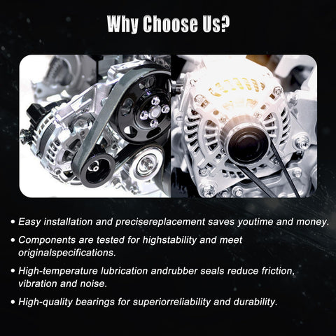 Front view of Beefed Up High Output 160 Amp Alternator Replacement For 2009 To 2020 Dodge Journey 2.4L L4 Fits 04801490AC