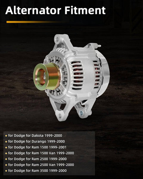 Beefed Up High Output Alternator Replacement For 1999 2000 Dodge Dakota Durango Ram 1500 Van 2500 3500 Fits 13824 AND0129 113364