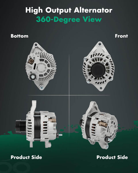 360-degree view of Beefy 160Amp High Output Alternator With CW Pulley For Dodge Journey 2.4L 2009 to 2019