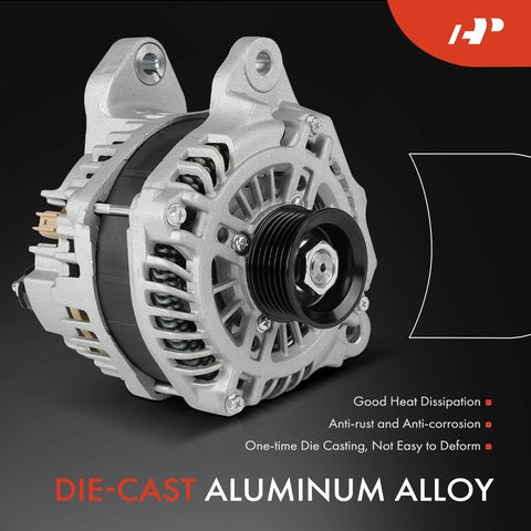 Beefed-Up 12V 180A Alternator For Dodge Ram Trucks 2010-2023 with 6-groove pulley CW, die-cast aluminum alloy construction
