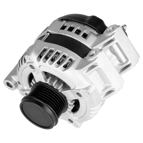 3.6L V6 12V 160A Alternator For Your Ride Dodge Grand Caravan 2011 To 2020 And Chrysler Town And Country 2011 To 2016 Journey 2011 To 2019 AWD Only Chrysler 200 2011 To 2014 Dodge Avenger 2011 To 2014 With 6 Groove Pulley ER IF 11068 11570, side view showing 6-groove pulley and housing