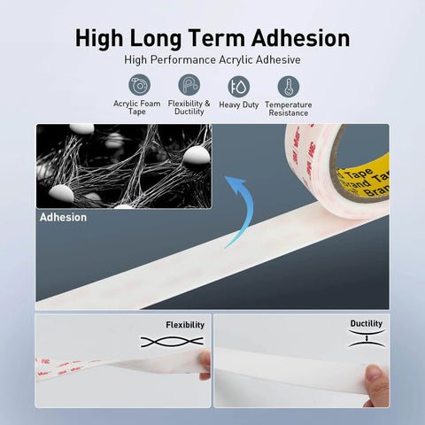 3M 4950 Heavy Duty Double Sided Foam Mounting Tape White Waterproof Adhesive demonstration of adhesion flexibility ductility