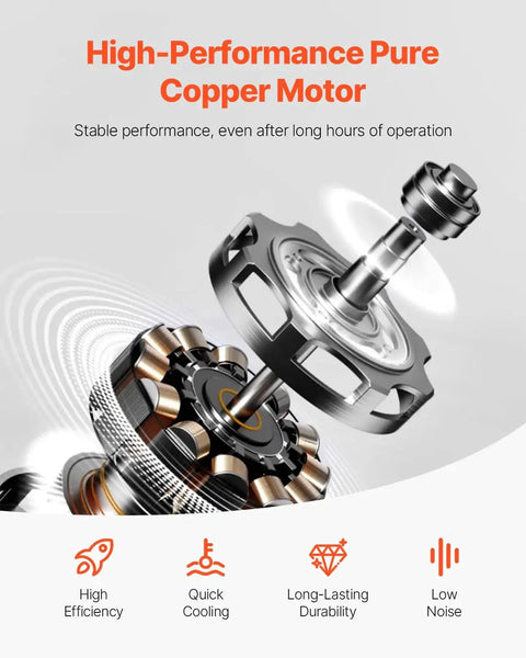 High-performance pure copper motor from VEVOR's Two Stage 6 CFM Rotary Vane Vacuum Pump for auto AC systems and HVAC tasks