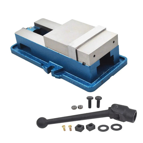 High Precision Machinist Vise 3 In By 2.95 In For CNC Milling Machines Without Base Clamp shown with components.