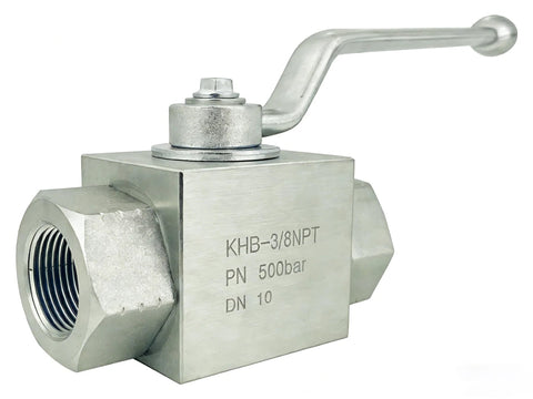 Hydraulic ball valve 3/8 NPT, stainless steel, high-pressure 7250 PSI, 2-way shut-off