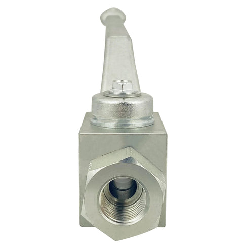 Autovo 3/8 in hydraulic ball valve, NPT ports, 7250 PSI high-pressure, 2-way shut-off, front view