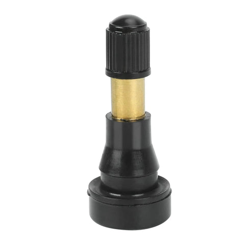 Tire valve stem TR-600HP snap-in, 1-1/4 in brass shaft with black cap and base