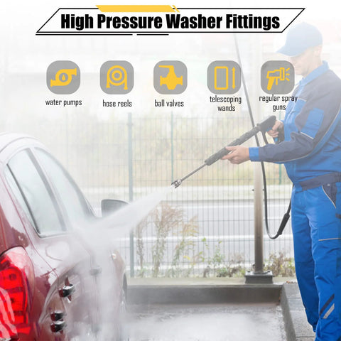 Pressure washer quick-connect fittings set, 4pcs, stainless steel, NPT 1/4 inch, male & female, silver, Amazon