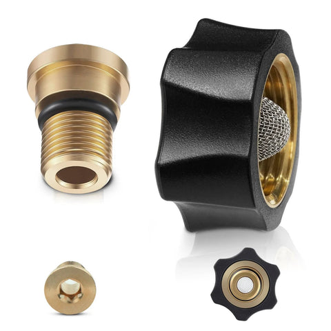 Brass water inlet fitting with mesh screen and 3/8-in male, 3/4-in female ends for high-pressure washer pump
