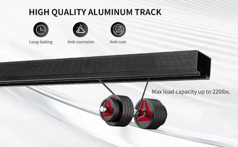 Commercial Grade Aluminum Pocket Door Track Kit For Ceiling Mount Box Rail Sliding Hardware, 48 Inch Length, close-up view.