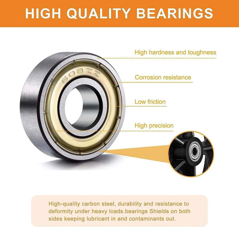High quality bearings with corrosion resistance and low friction features for the 2Pcs 6 Inch Replacement Wheelchair Wheels for Walkers.