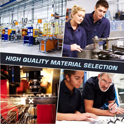Collage of manufacturing processes and engineers discussing materials selection