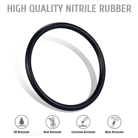 Universal O-Ring Kit With 32 Standard USA Sizes, 407-Piece Buna-N 70A NBR Rubber Seals showing single black O-ring, heat resistant.