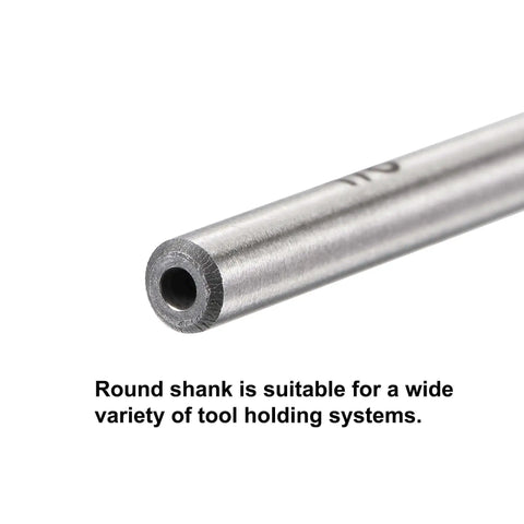 Close-up of Pro Grade Chucking Reamer Set for Precision Bore Machining with round steel shank, high-speed steel visible.