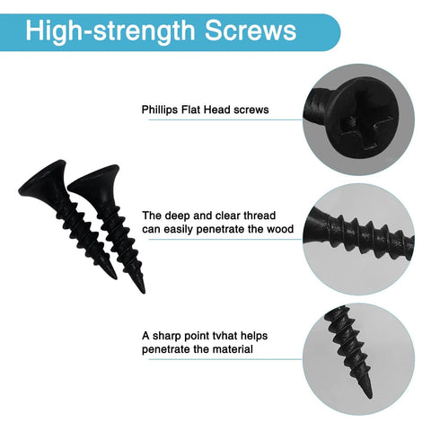 Close-up of Phillips flat head screws with sharp point and deep thread for penetration