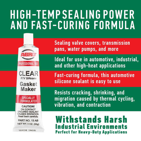 Garage Tough High Temp Silicone Sealant And Gasket Maker For Automotive And Industrial Use Up To 500 Degree Fahrenheit Heat Clear 3 Oz Tube