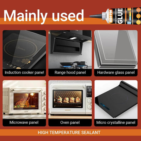 Image showing the use of High Temperature Silicone Sealant Kit For Fast DIY Fixes And Heat Resistant Bonds on various appliance panels.