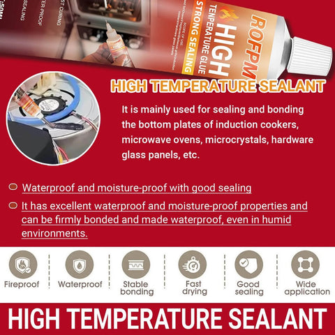 High Temp Silicone Adhesive Sealant For Ovens, Microwaves, Grills And Stoves, Heat Resistant And Waterproof RTV Glue Kit in Black