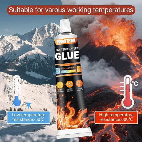 High Temperature Silicone Sealant Kit For Fast DIY Fixes And Heat Resistant Bonds Black RTV Adhesive Glue tube with volcano background