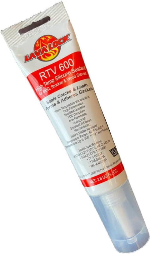 High Temp Silicone Adhesive Sealant For Grills And Smokers, Food Safe Gasket Maker Up To 600F, 3 Oz Tube, red and white packaging
