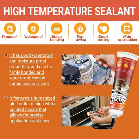 High Temperature Silicone Sealant 3.38 Fl Oz RTV Adhesive Black Heat Resistant Glue used on oven door and electronic components.
