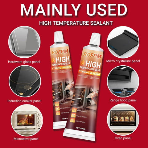 High Temp Silicone Adhesive Sealant For Ovens, Microwaves, Grills And Stoves, Heat Resistant Waterproof RTV Glue Kit displayed