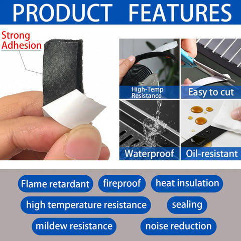 YuanYue smoker gasket seal, 1/2 in x 1/8 in x 20 ft, self-adhesive black high-temp felt for BBQ grill pit and fire door