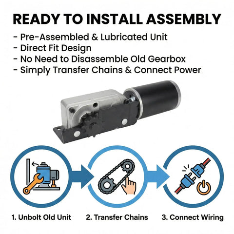 RV Slide Out Motor Gearbox Assembly For BAL AccuSlide Cable System High Torque 12V 12 RPM Replacement installation guide