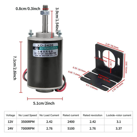 High Torque DC Motor 12 V/24 V Permanent Magnet Motor Mini DC Motor DIY Generator Motor 30W CW/CCW with Moun and bracket