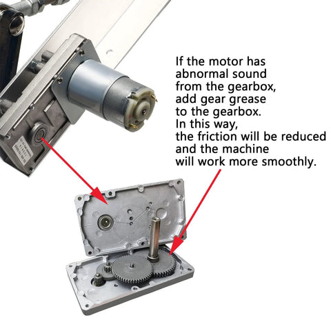 DC gear motor with metal gearbox showing spur gears and vertical drive shaft