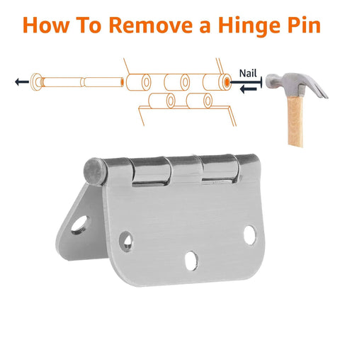 Guide on removing hinge pin with Interior Door Hinge Rounded 3.5 Inch By 3.5 Inch Satin Nickel Pack Of 18
