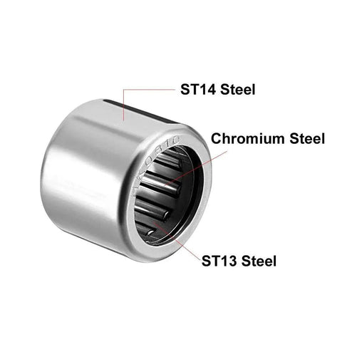 Model HK0810 Drawn Cup Needle Roller Bearings Open End 8mm Bore 12mm OD 10mm Width ST14 Steel Cup ST13 Cage GCr15 Needle Roller