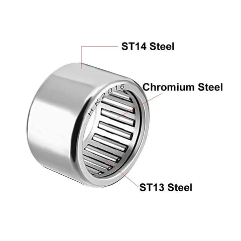 Drawn Cup Needle Roller Bearings HK2016 Open End 20mm Bore 26mm Outer Diameter 16mm Width Pack Of 5 High Load Capacity