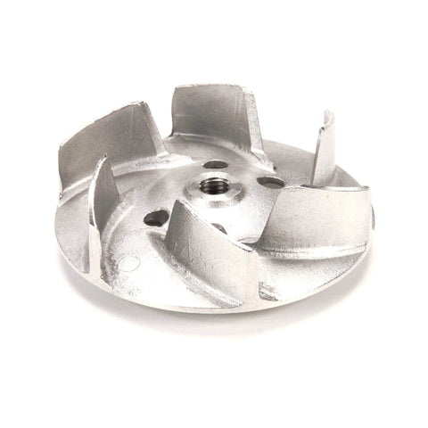 Hobart Impeller, 60 Hz 93 Mm silver metal blade front view, genuine OEM replacement for commercial mixers