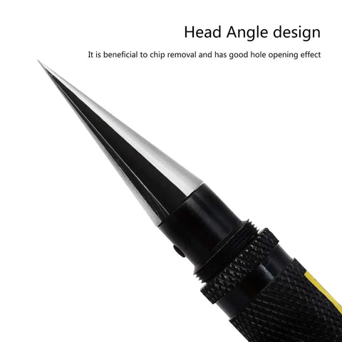 Close-up of 0 To 14mm Model Hole Puncher And Reamer Tool showcasing durable metal body and pointed reaming tip for woodworking.